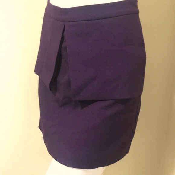 KATE SPADE SATURDAY PURPLE MINI SKIRT DEEP PLUM s Peplum flare Sz 0 texture NWT - Picture 7 of 15